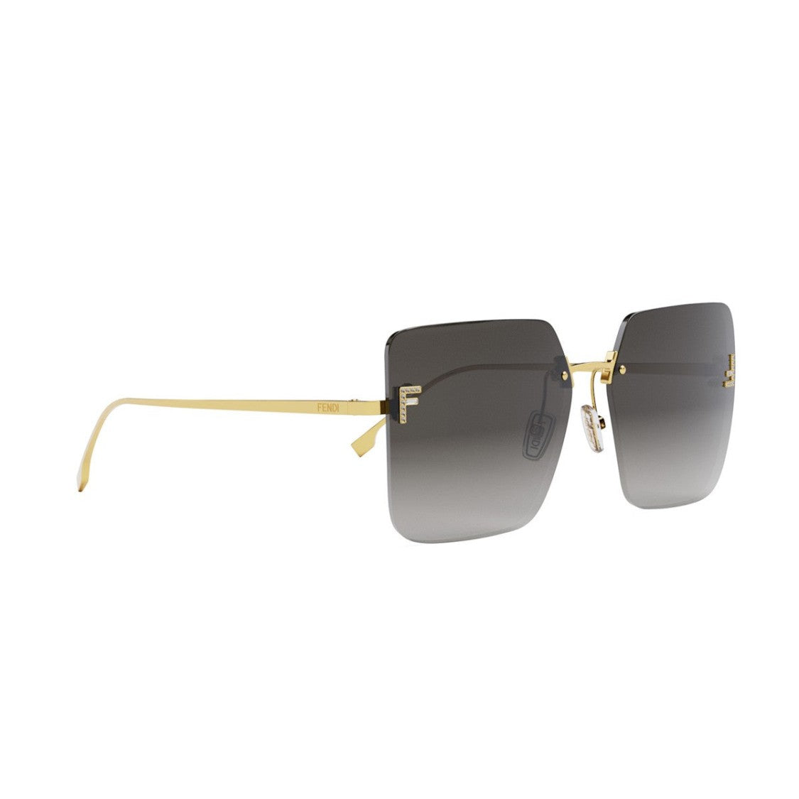 Fendi Gold First Crystal Metal Rimless Sunglasses