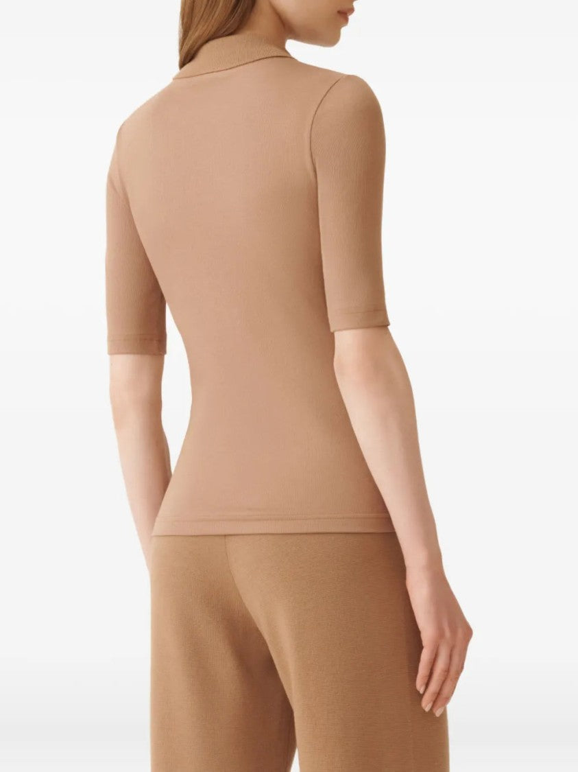 Fabiana Filippi Embellished-Collar Short-Sleeve Top