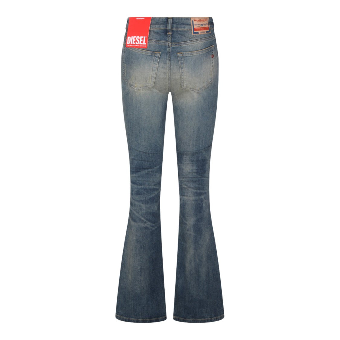 Diesel Flared Denim Jeans With Medium Blue Wash