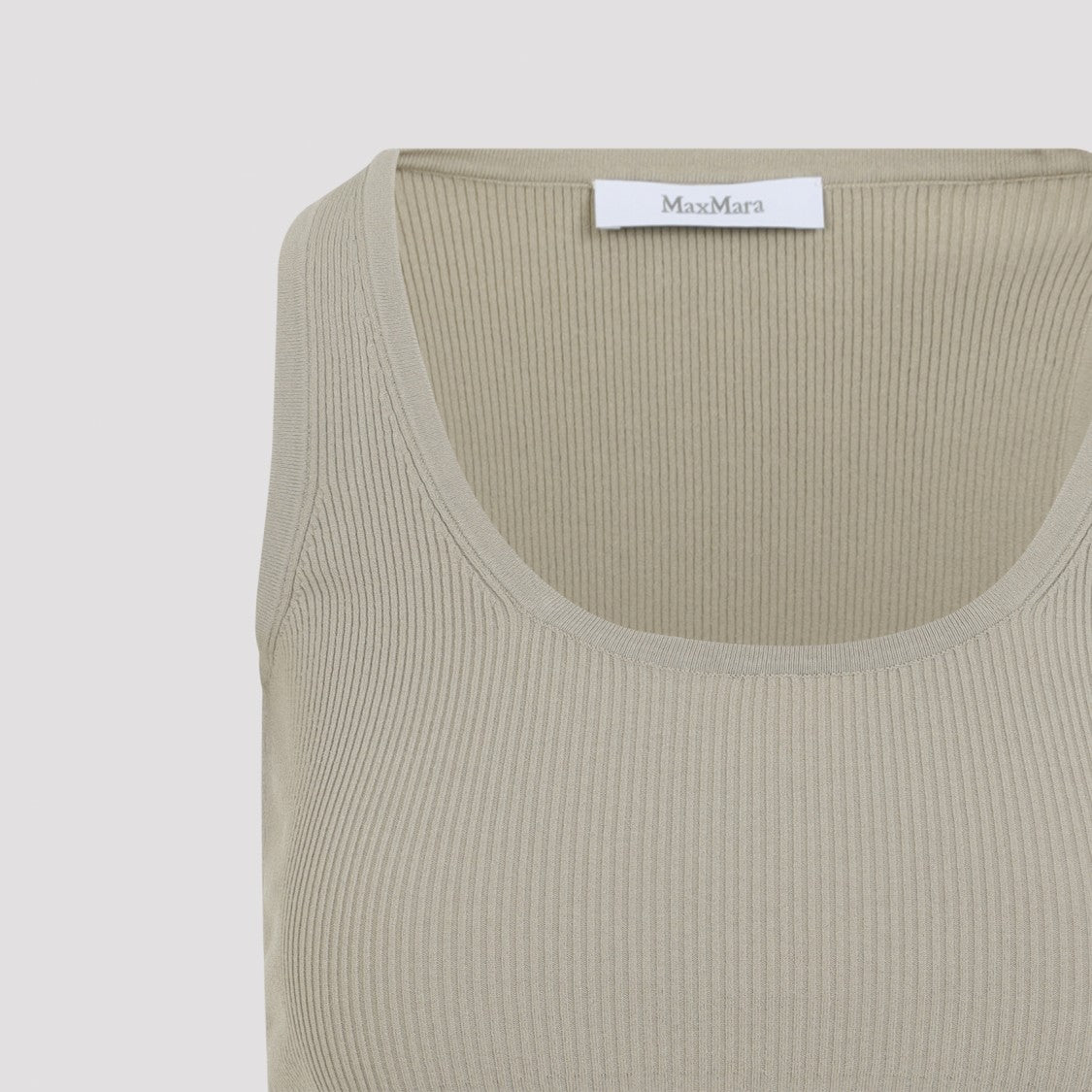 Max Mara Sleeveless Ribbed Knit Top With Scoop Neckline