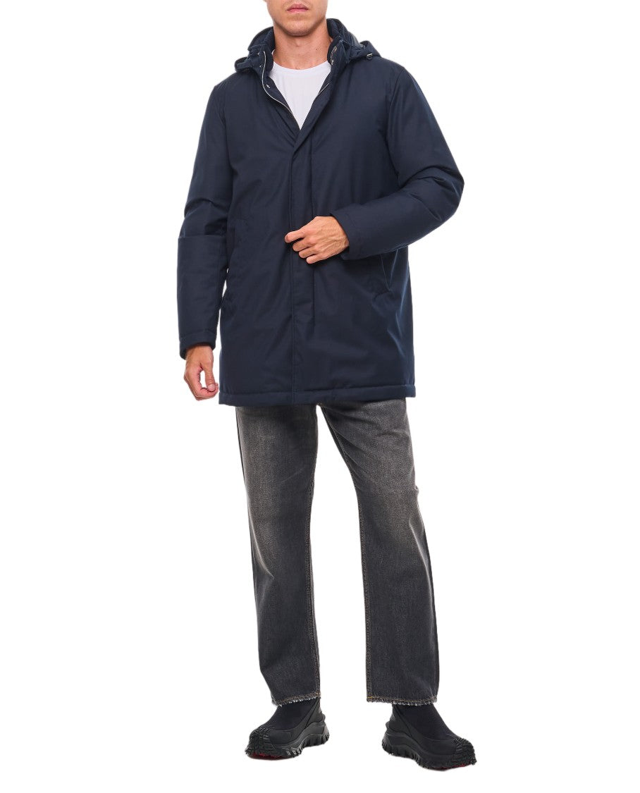 Herno Blue Concealed Zip Hooded Jacket