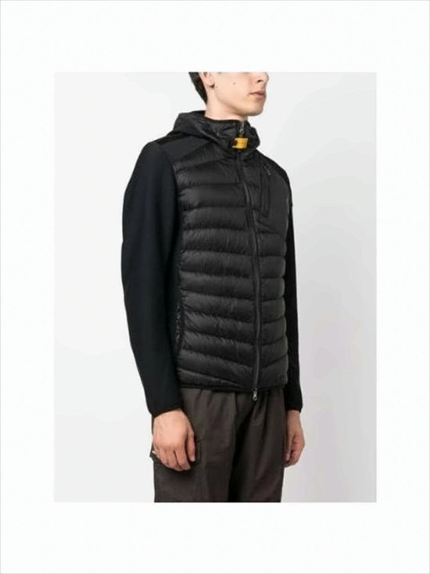Parajumpers Quilted Black Insulated Jacket With Textured Sleeves