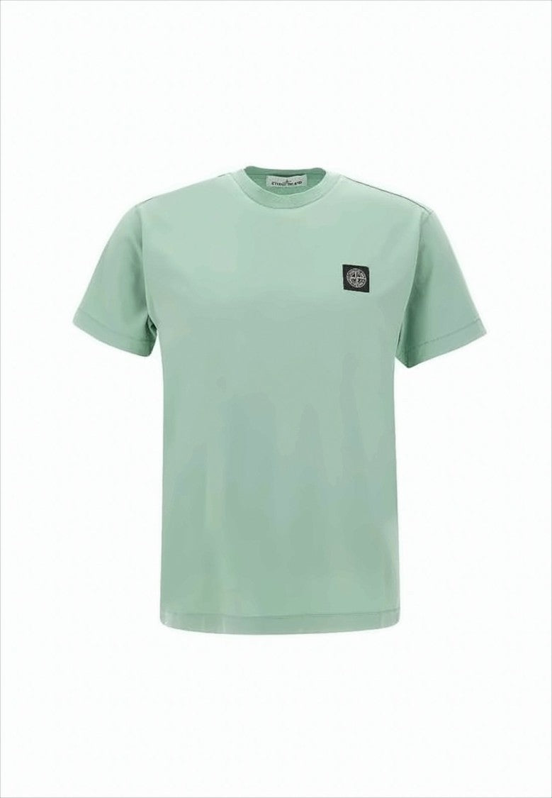 Stone Island Cotton T-Shirt With Square Patch Logo