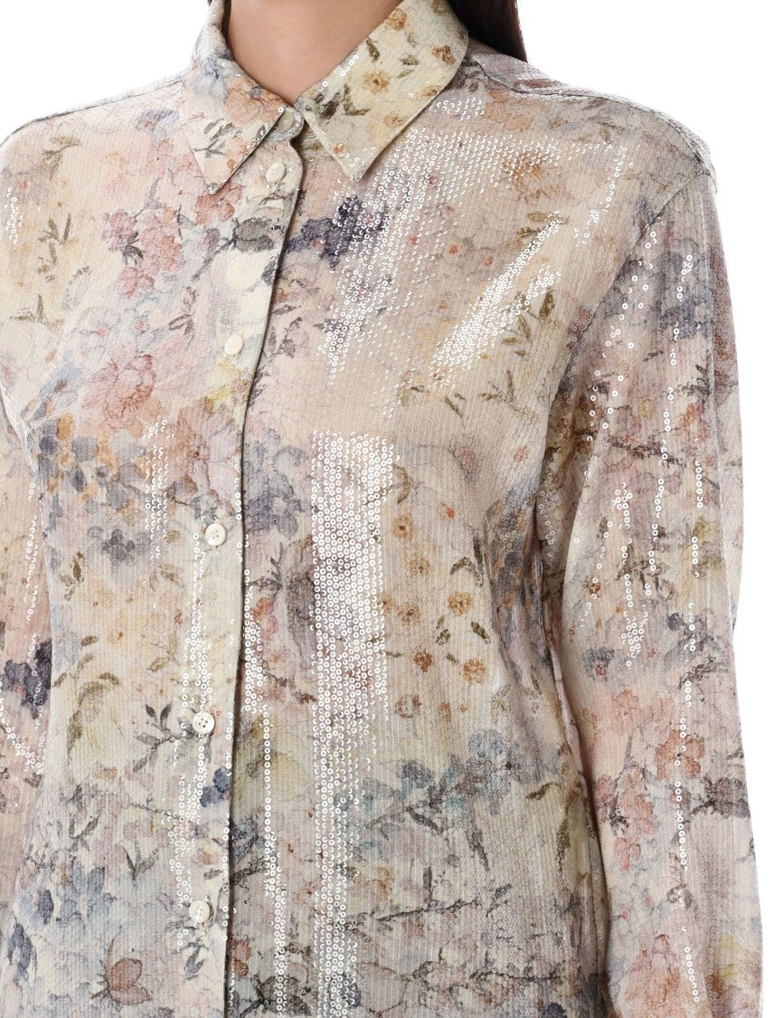 Golden Goose Long-Sleeved Button-Up Shirt With Floral Print