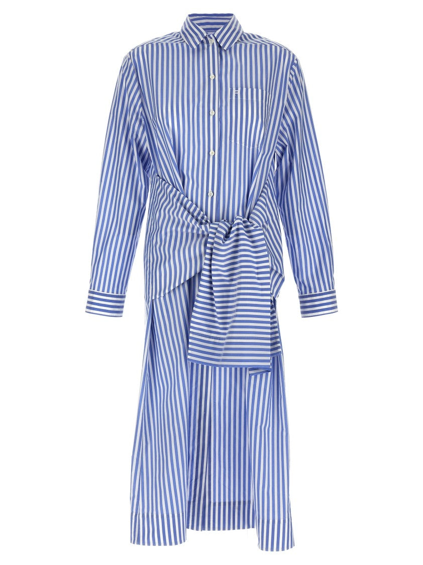 Philosophy Di Lorenzo Serafini Shirt-Style Striped Cotton Blend Chemisier Dress