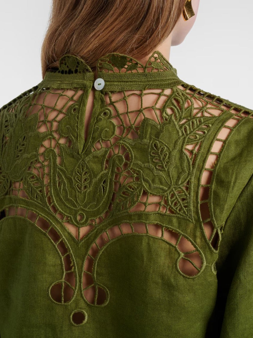 Farm Rio Green Majestic Garden Linen Shirt