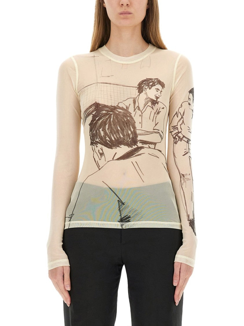 J. W. Anderson Transparent Slim-Fit Top With Artistic Print