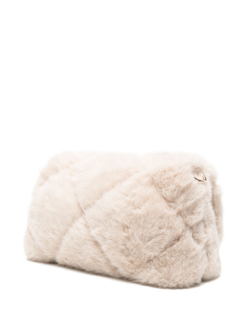 Liu Jo Quilted Plush Handbag With Gold-Tone Clasp