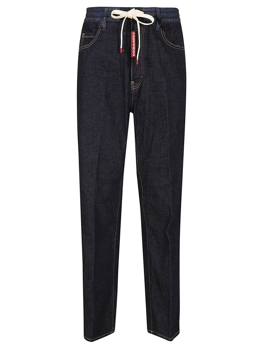 Dsquared2 Straight-Leg Denim Jeans With Adjustable Drawstring Waist
