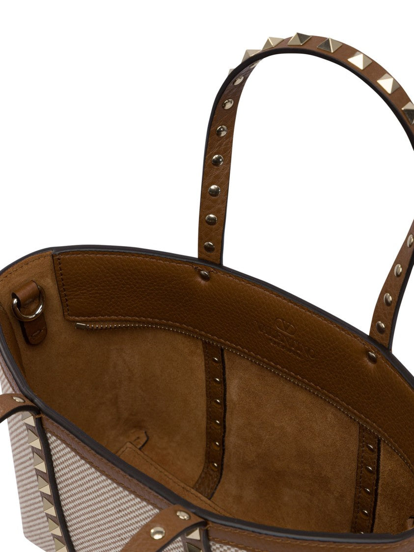 Valentino Garavani Structured Woven Canvas Tote