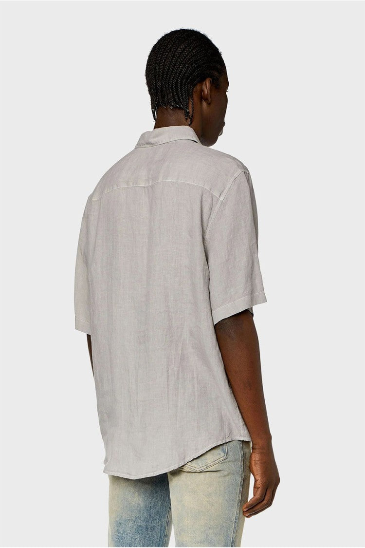 Diesel Short-Sleeve Casual Shirt Classic Collar Textured