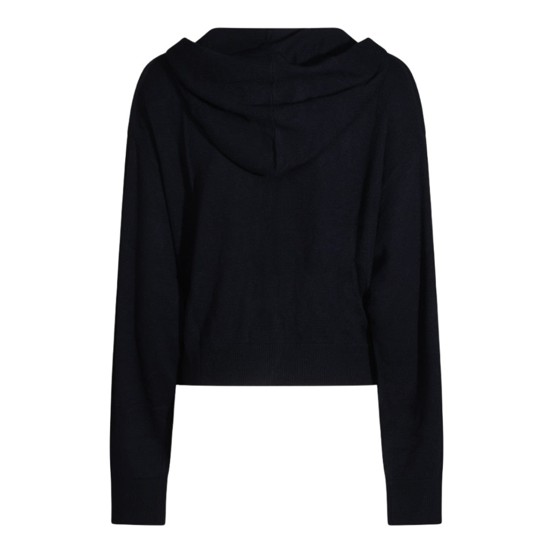 Allude Black Cropped Hooded Zip-Up Sweater