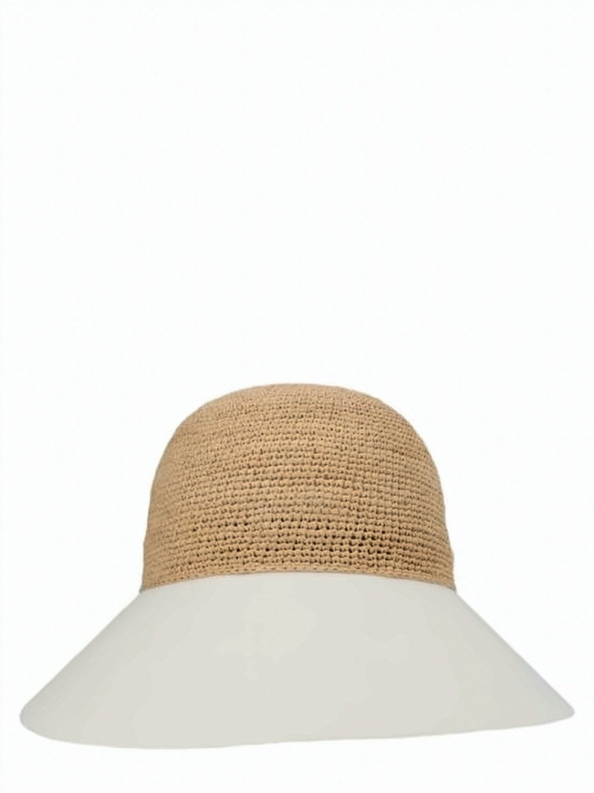 Helen Kaminski Woven Raffia Cap With Contrasting Brim And Adjustable Strap