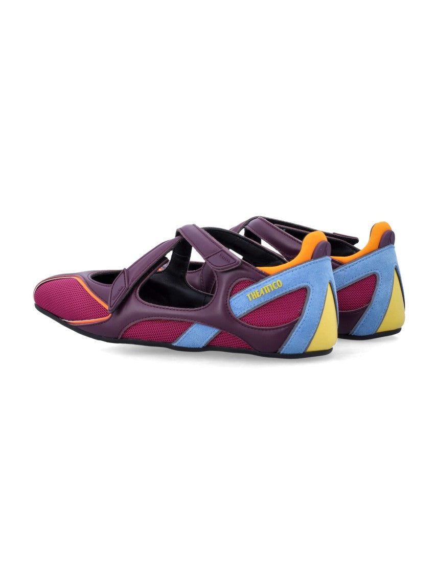 The Attico Mesh And Leather Ballerina Flats With Vibrant Accents