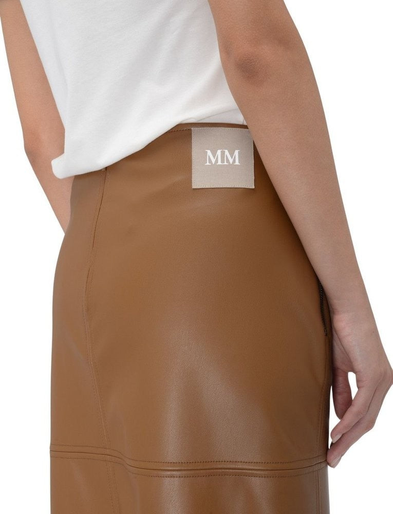 Max Mara Fabiana Midi Skirt In Smooth Brown Fabric