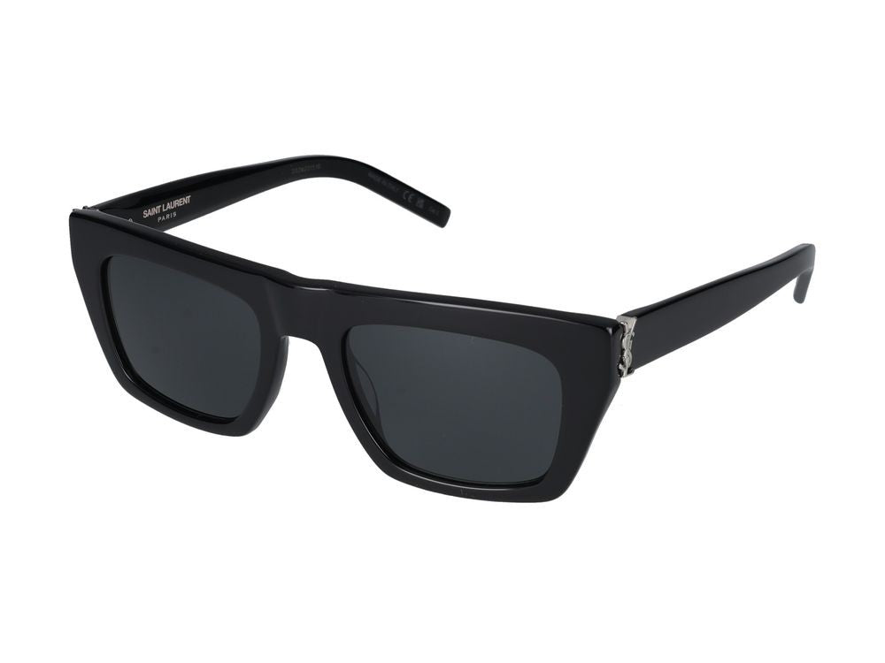 Saint Laurent Black Glossy Acetate Oversized Square Sunglasses