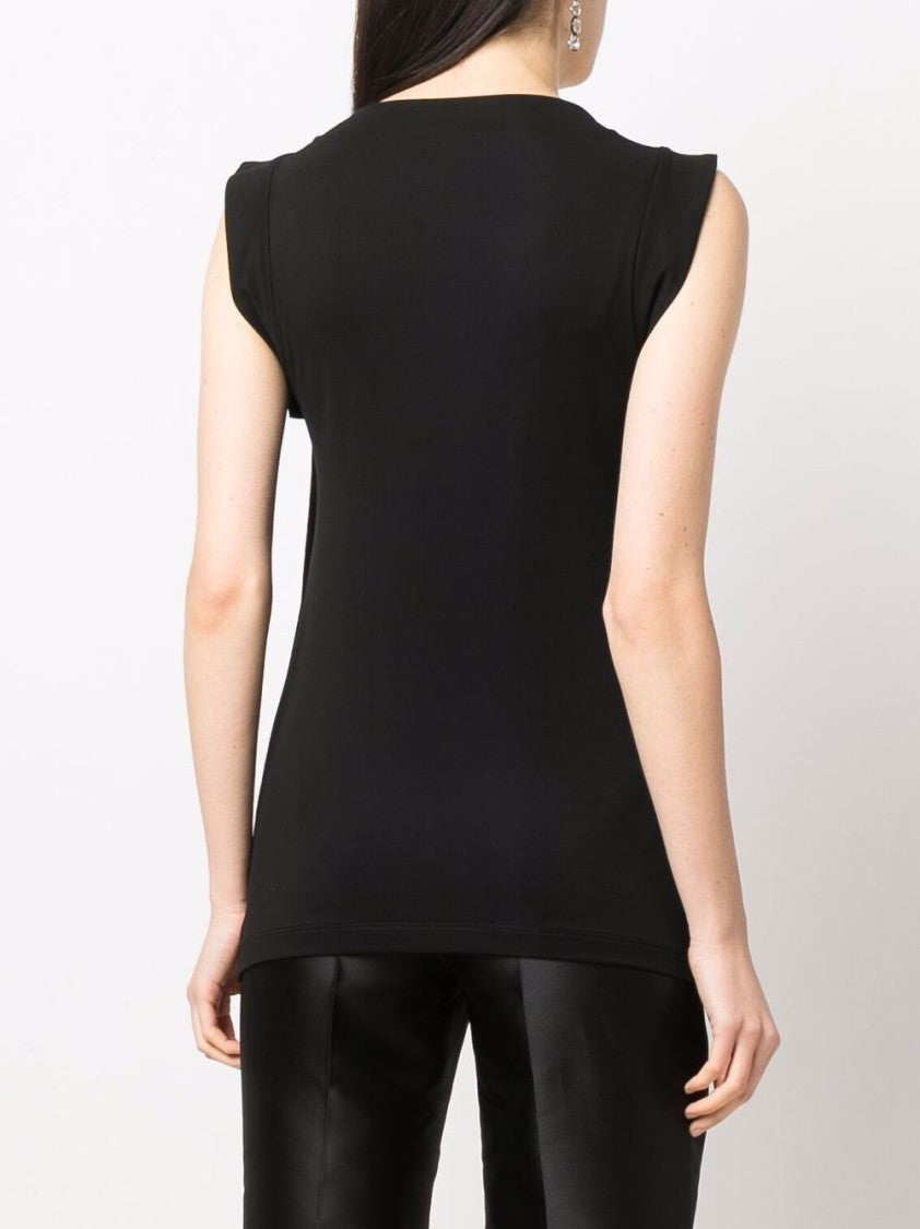 Alberta Ferretti Black Top Draped Viscose Top