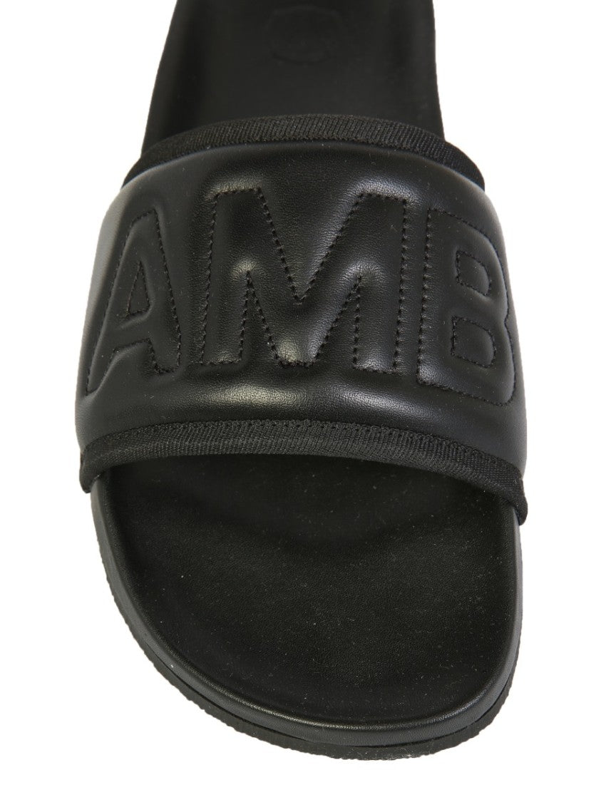 Ambush Black Leather Slide Sandals