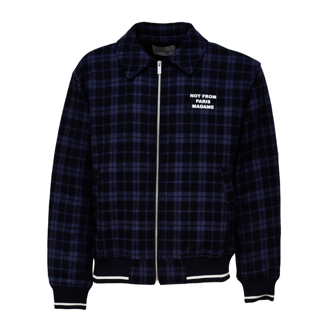 Drôle De Monsieur Check Flannel Jacket With Bold Slogan Print