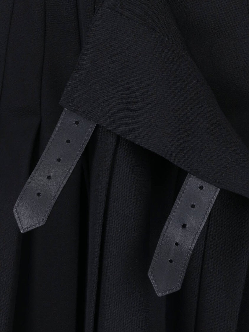 Burberry Black Pleated Wool Midi Skirt