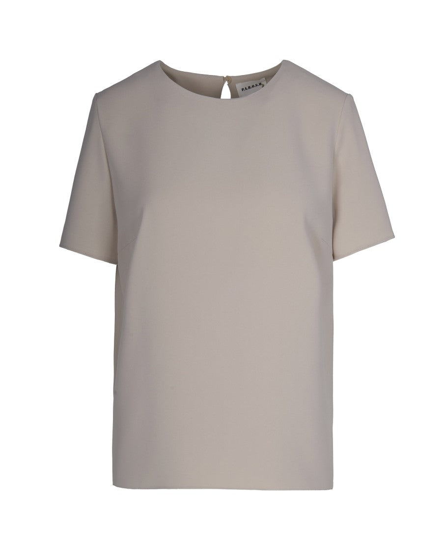 P.A.R.O.S.H. Soft-Fit Short-Sleeved Blouse With Back Slit Detail