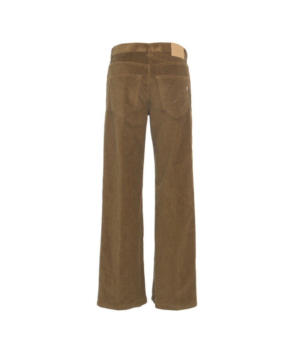 Dondup Wide-Leg Corduroy Trousers With High Waist And Distinctive Button Closure
