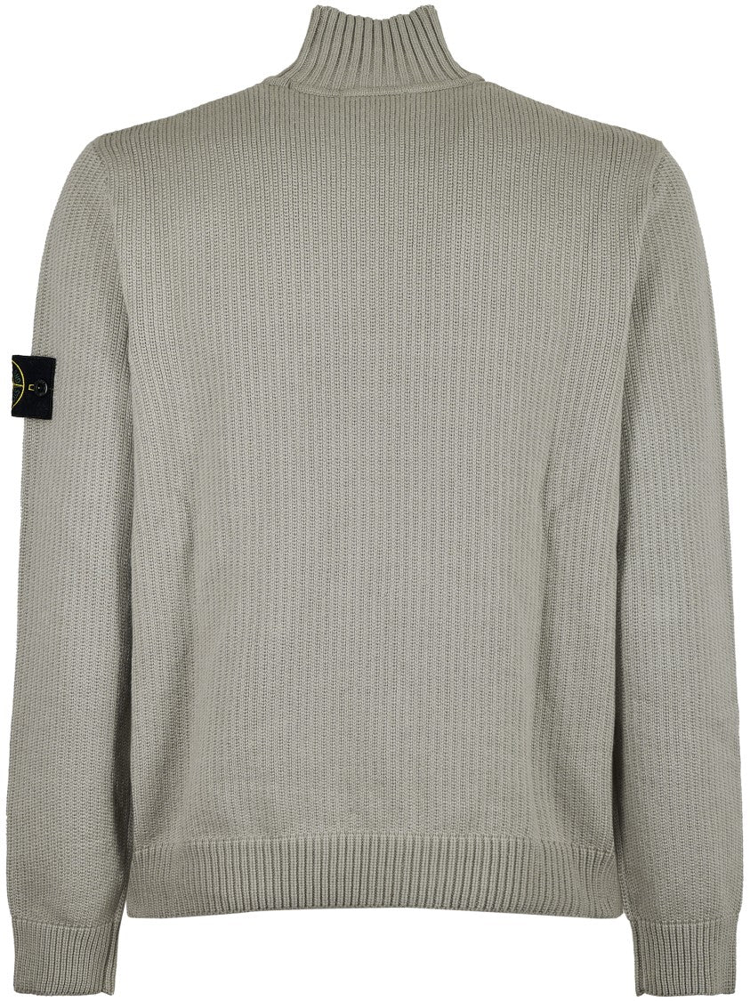 Stone Island Ribbed High Neck Grey Sweater