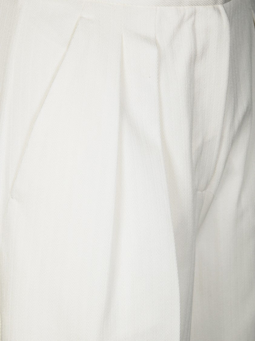 Max Mara Wide-Leg High-Waisted Pants With Chevron Texture