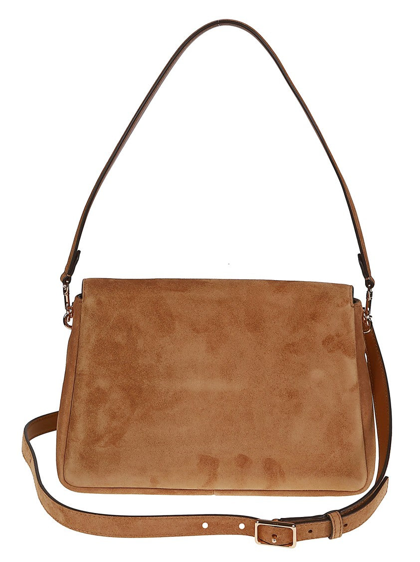 Tory Burch Charlie Rectangular Brown Suede Bag