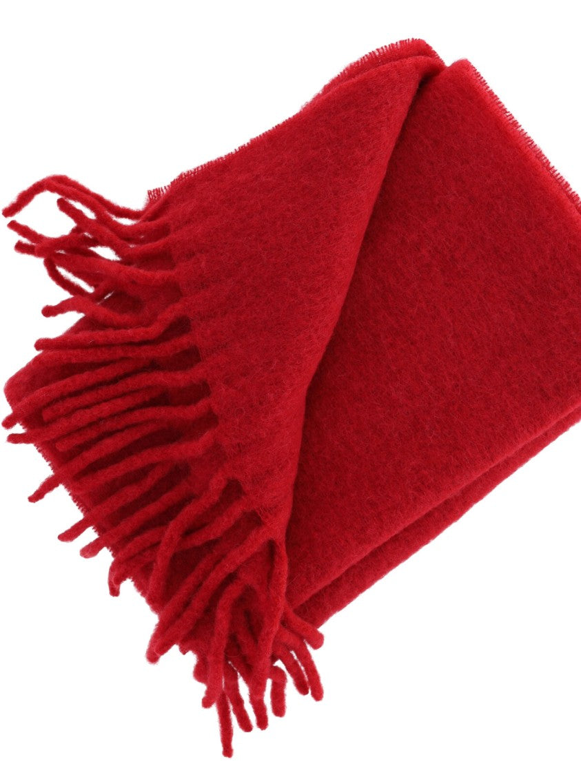 Isabel Marant Red Alpaca-Blend Logo Embroidered Scarf