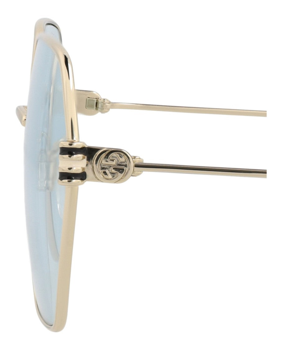 Gucci Square-Frame Metal Sunglasses With Adjustable Nosepads