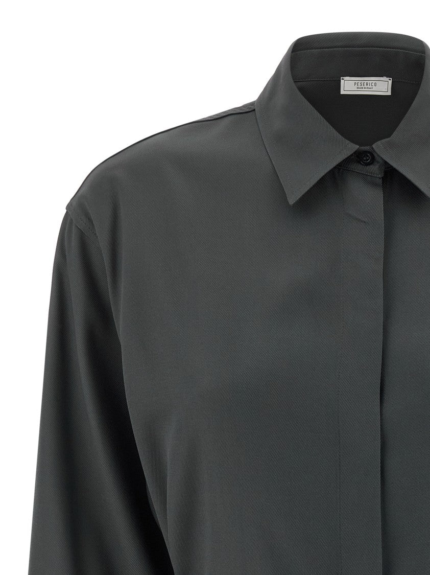 Peserico Fluid Viscose Twill Shirt With Jewel-Detail Cuffs