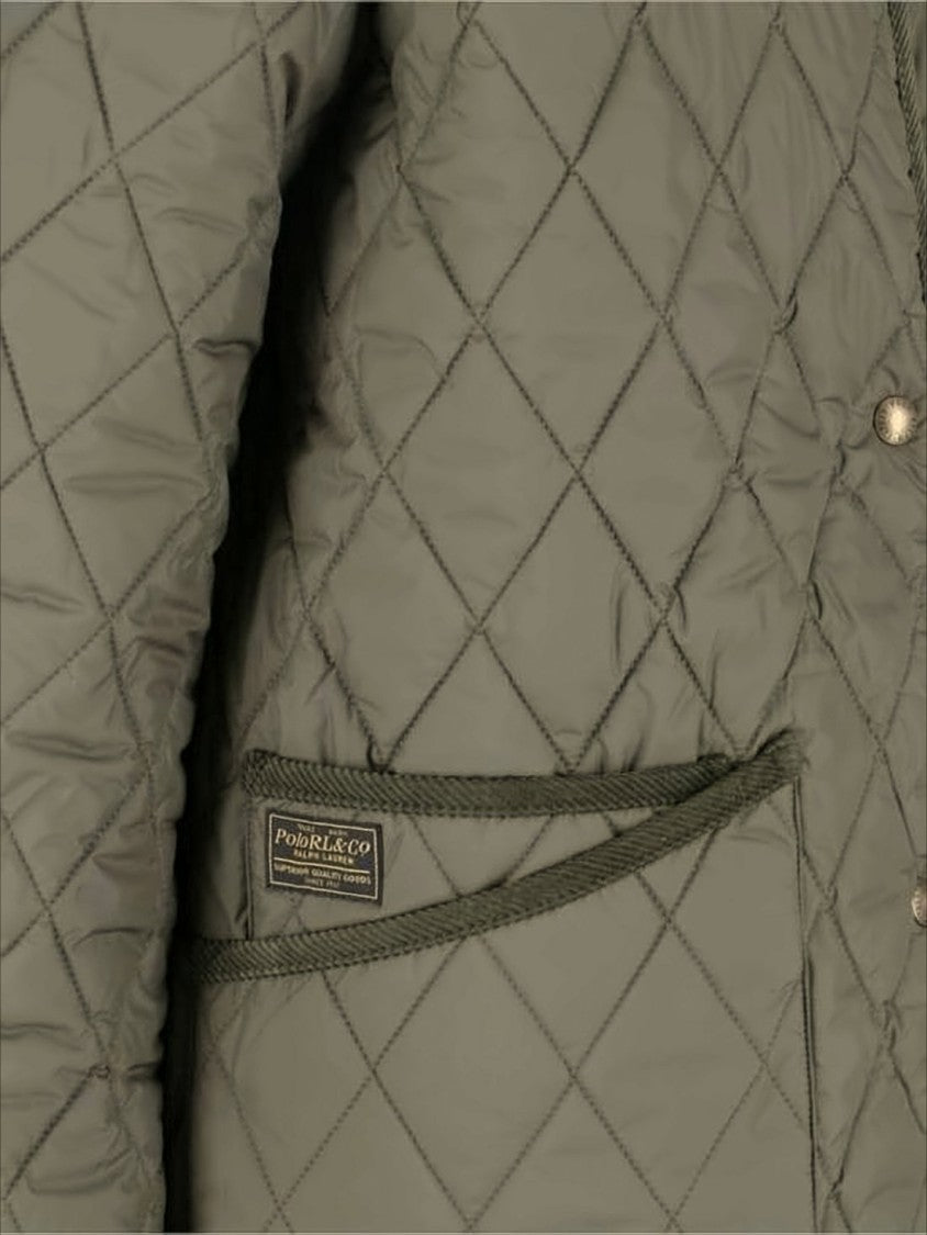 Polo Ralph Lauren Quilted Coat With Corduroy Collar And Relaxed Fit