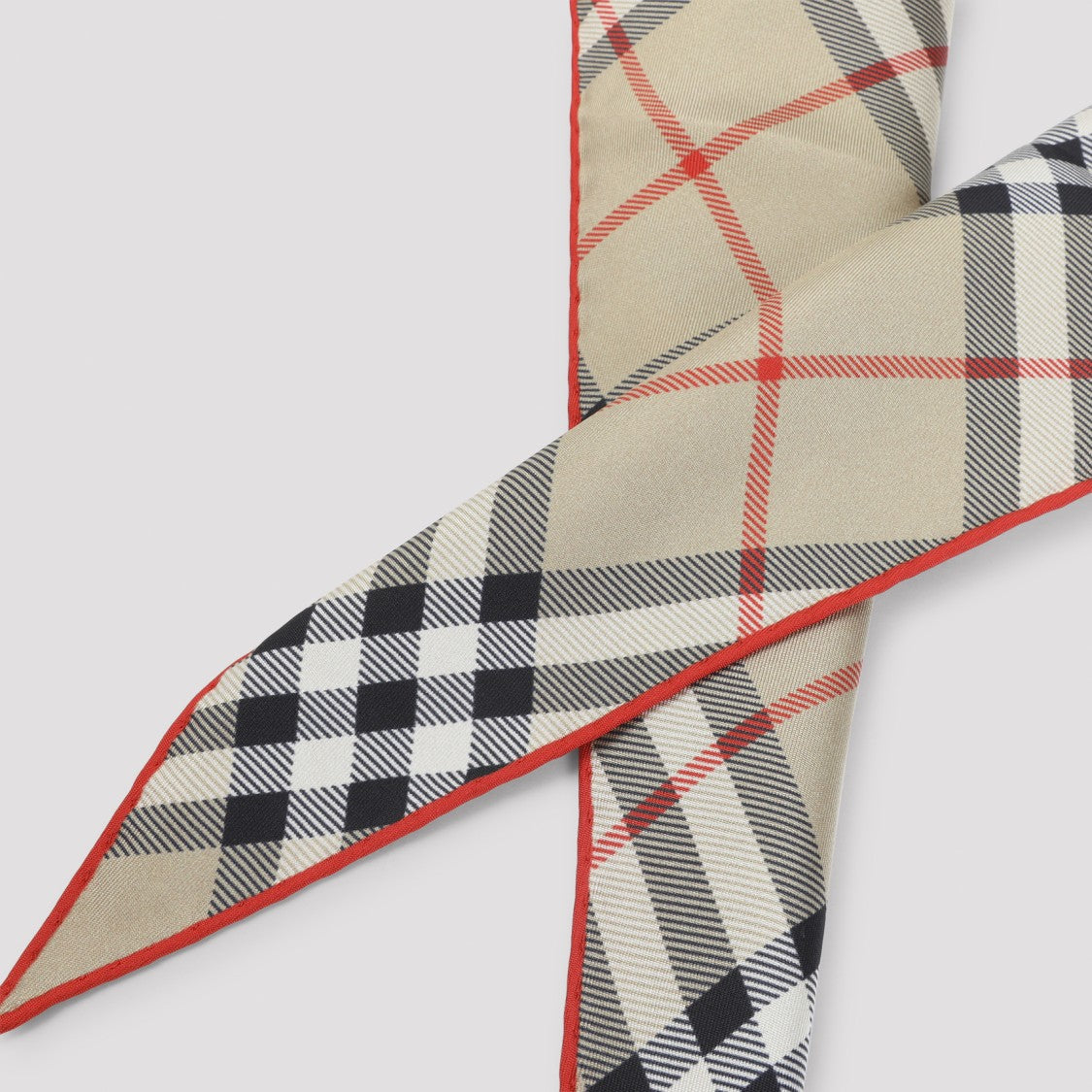 Burberry Triangular Silk Scarf With Classic Check Pattern