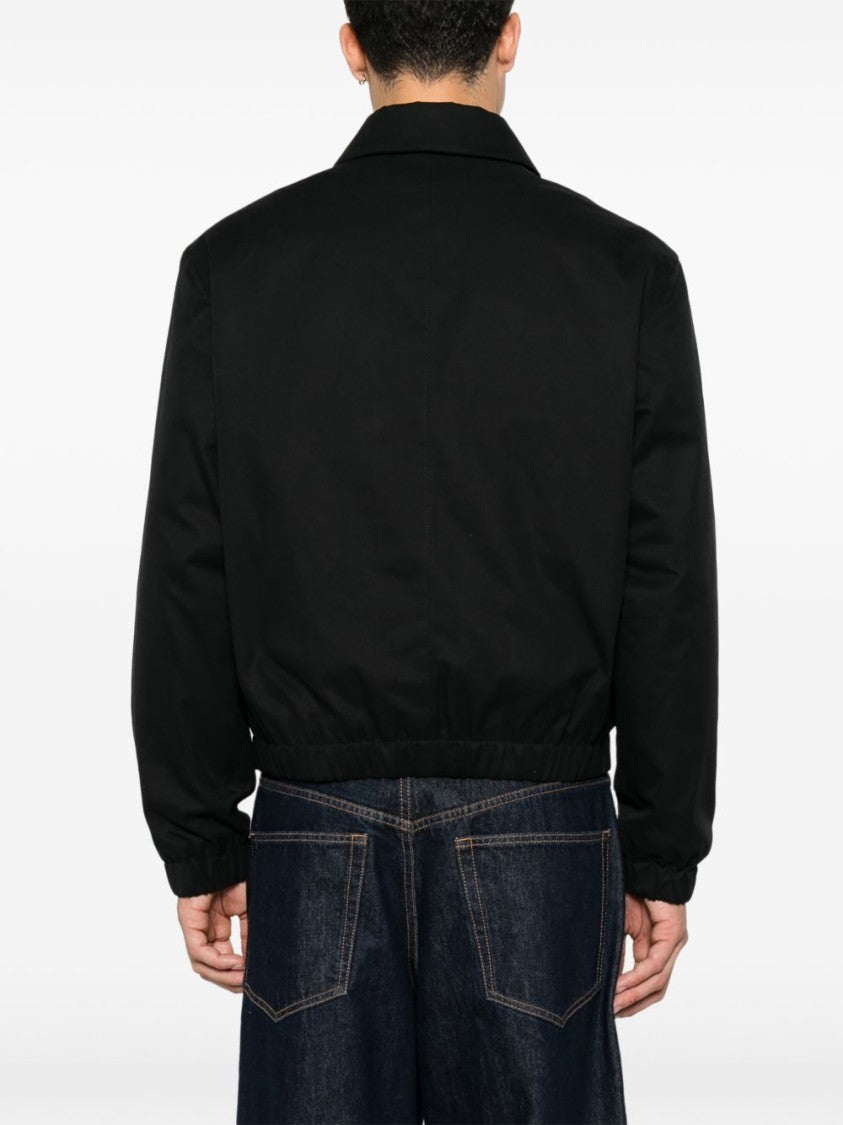 Ami Paris Cropped Jacket With Classic Collar And Embroidered Logo