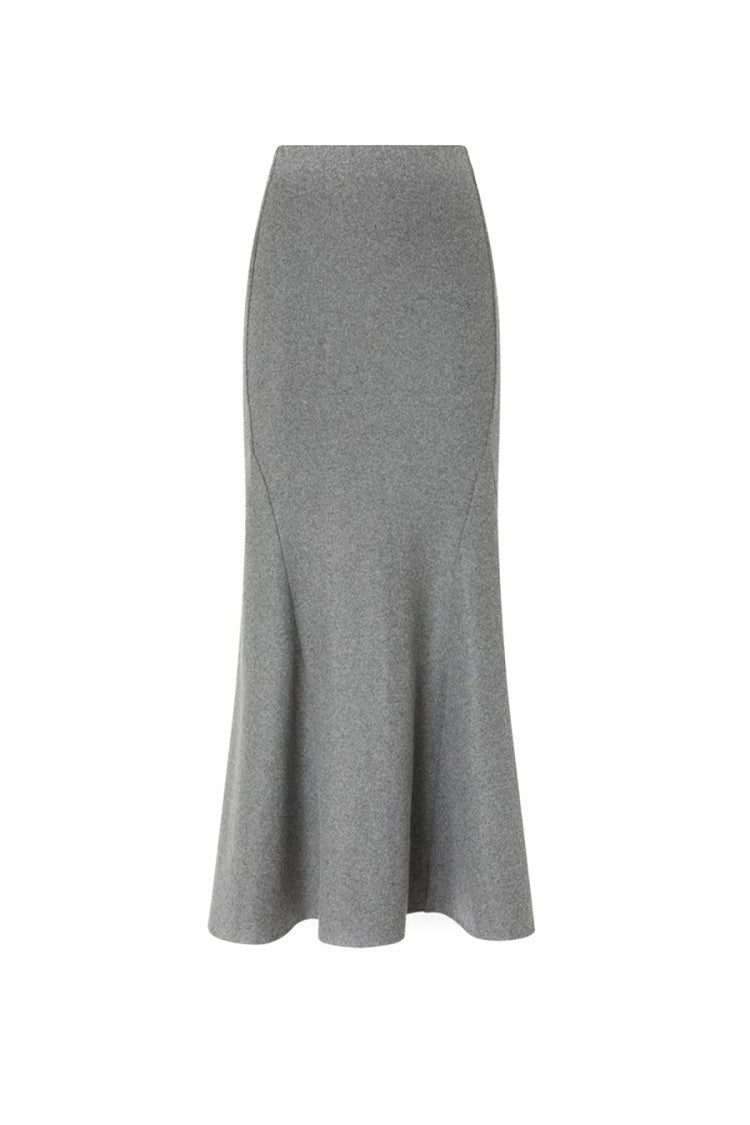 Pinko Grey Flared Hem Vertical Insert Polyester-Blend Maxi Skirt