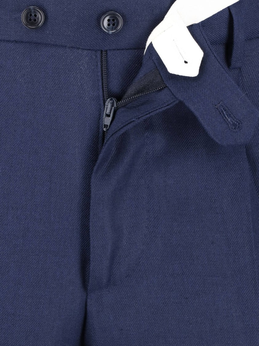 Tagliatore Navy Blue Double-Breasted Linen Suit