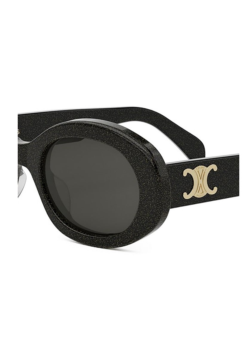 Celine Oval Black Sunglasses With Textured Finish