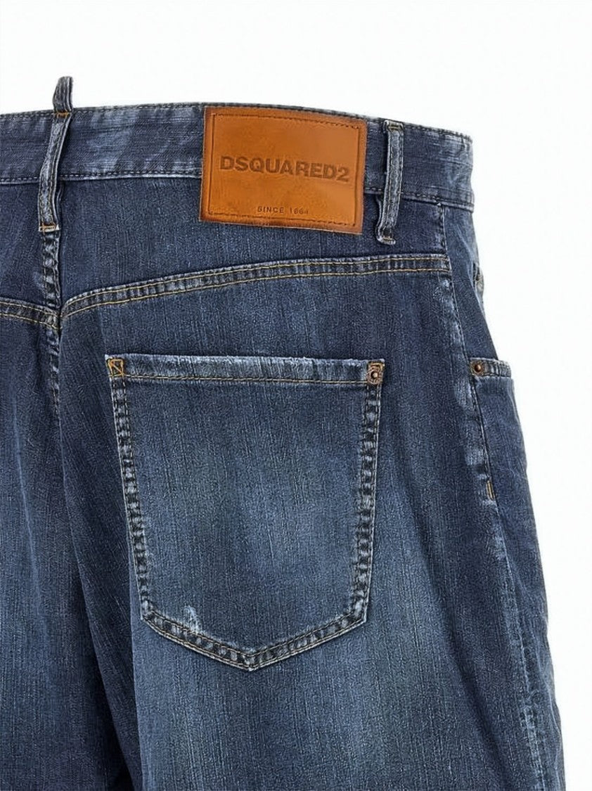 Dsquared2 Blue Distressed Relaxed Fit Denim Shorts