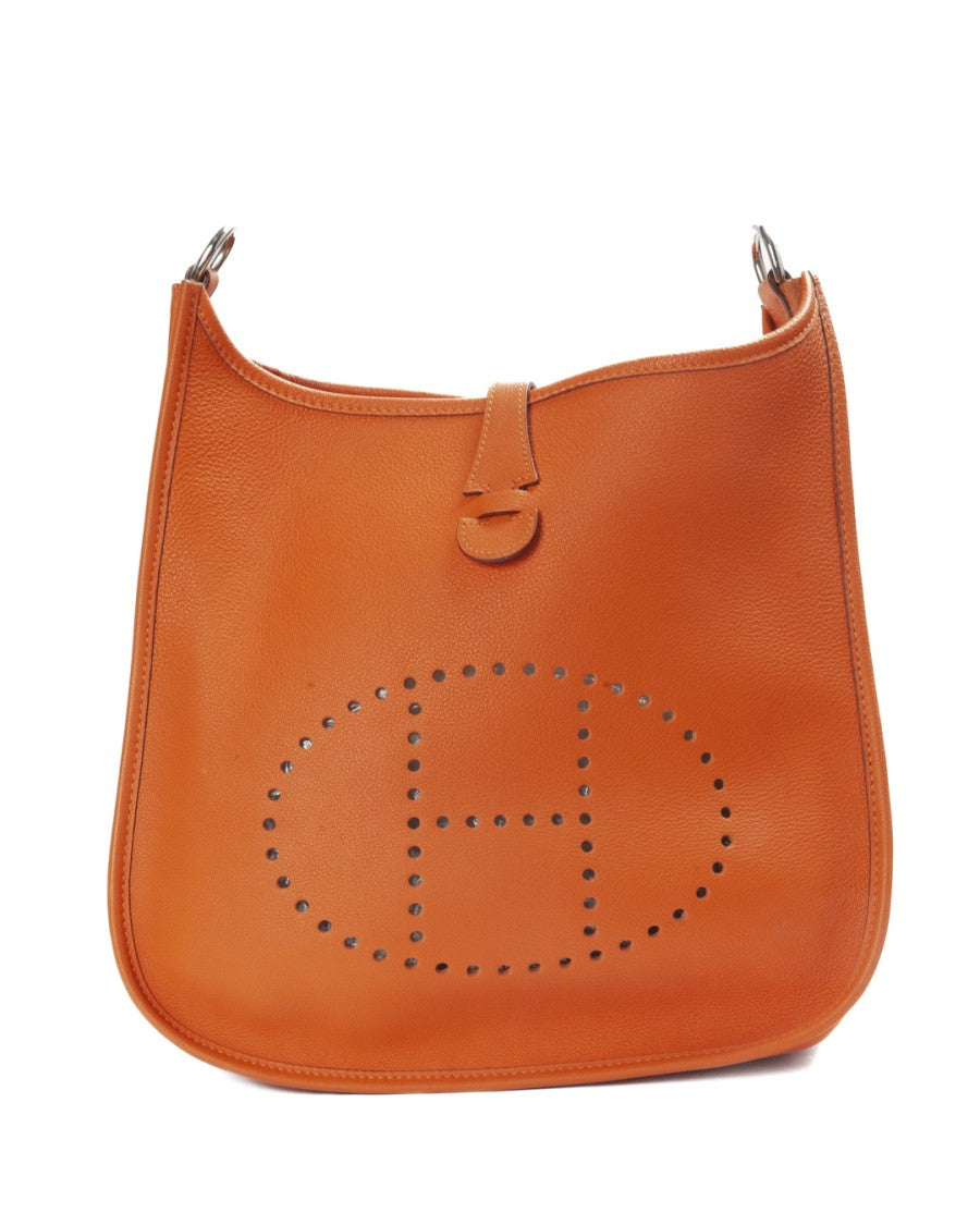 Hermès Orange Courchevel Sac Evelyne 29 Leather Shoulder Bag