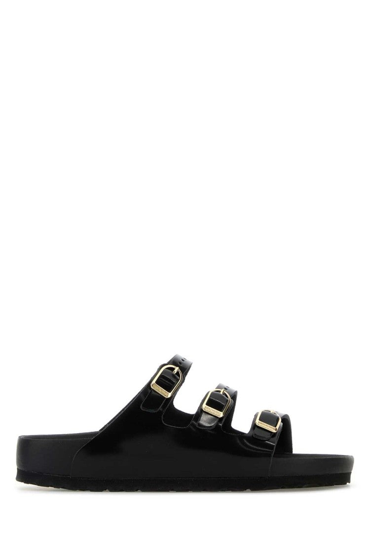 Birkenstock Black Leather Florida Slippers