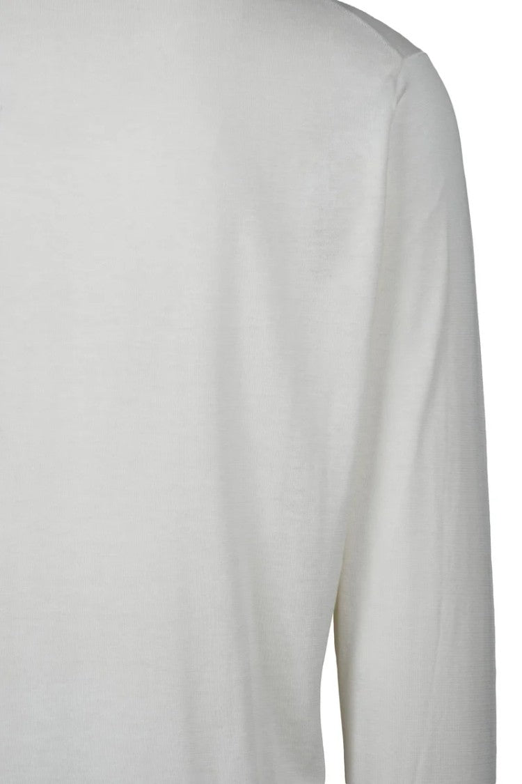 People Of Shibuya White Crewneck Cotton Silk Linen Men Sweater