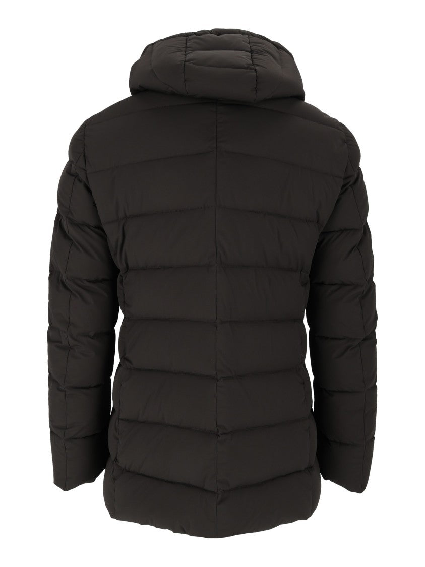 Moorer Florio-Kn Moro Black Quilted Hooded Down Jacket