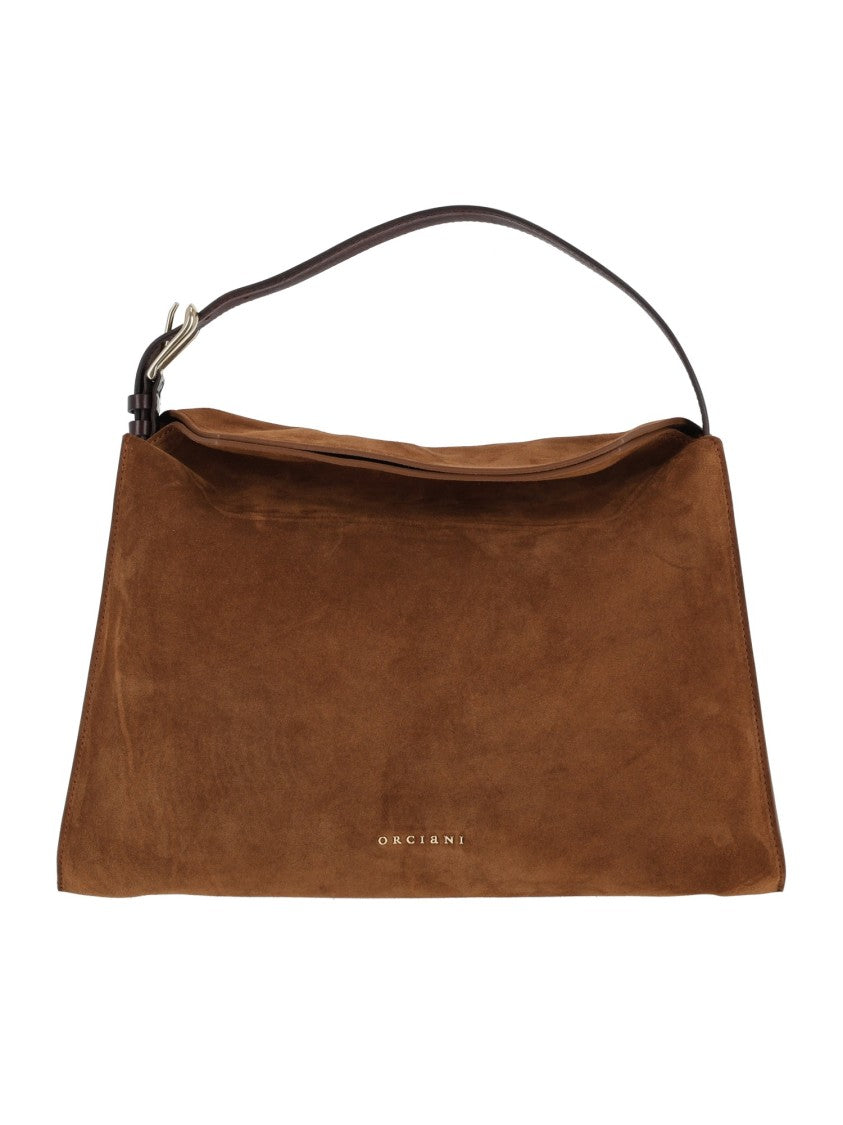 Claudio Orciani Trinity M Peach + Gold Suede Shoulder Bag