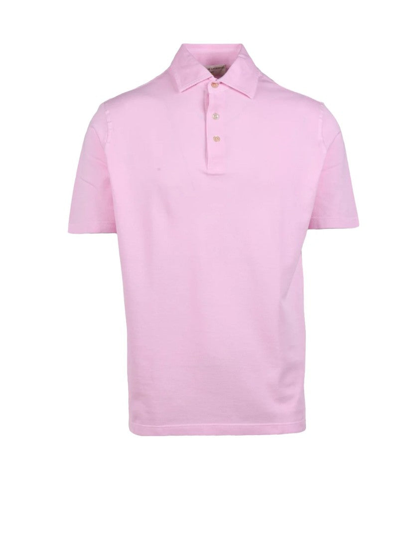 Filippo De Laurentiis Pink Ribbed Collar Cotton Polo Shirt