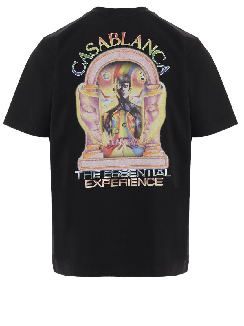 Casablanca Black Cotton T-Shirt With Colorful Logo Detail