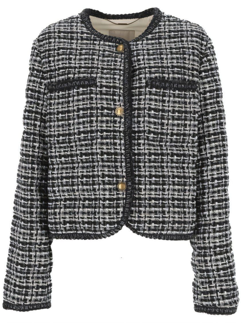Moncler Cropped Black/White Textured Tweedjacket