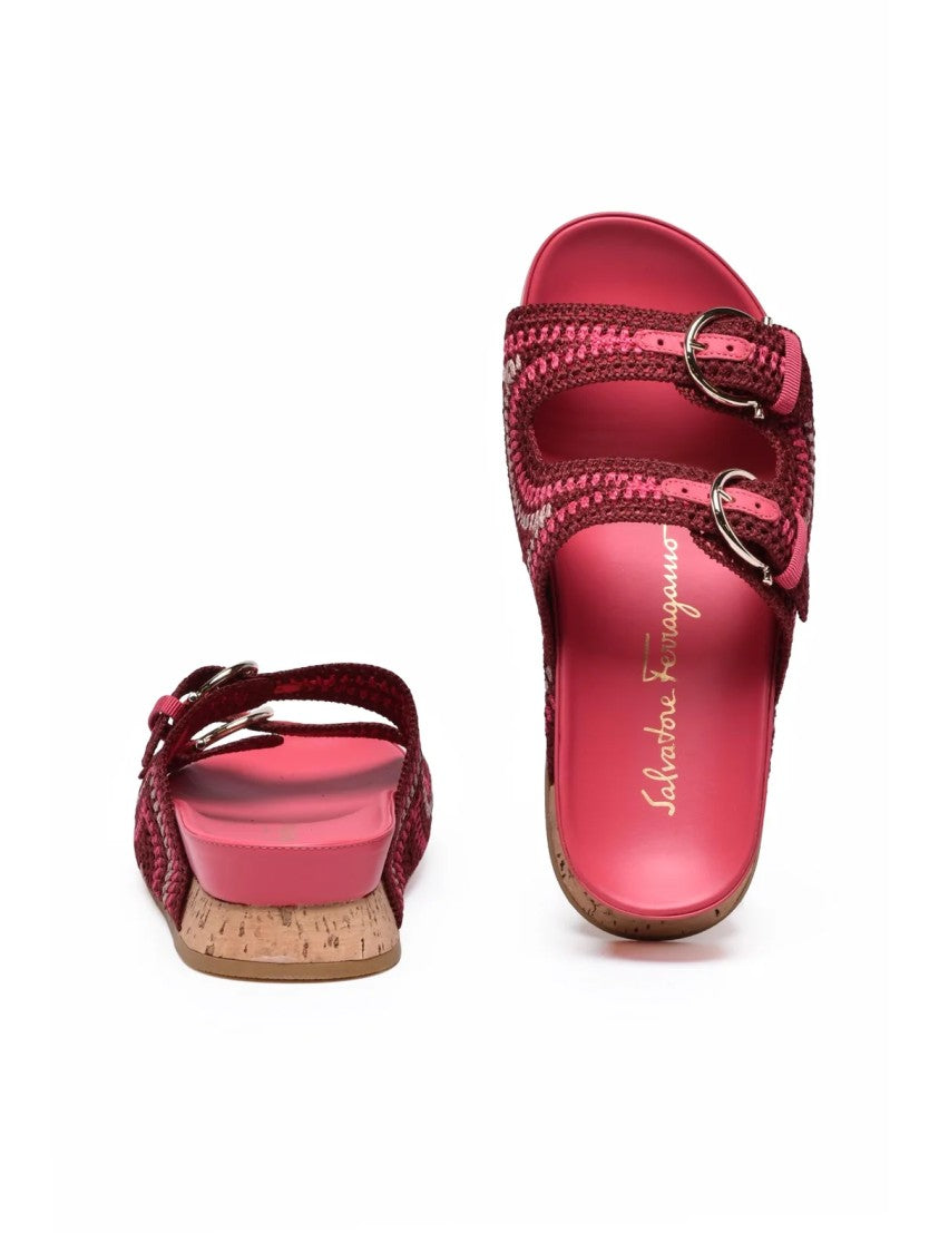 Salvatore Ferragamo Shaula Raffia Wedge - Fuchsia