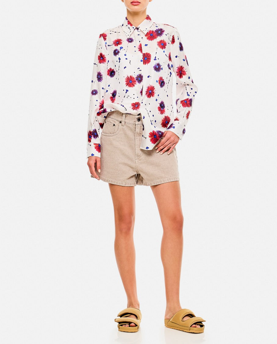 Fendi Beige 5-Pocket Shorts With Embossed Logo Detail