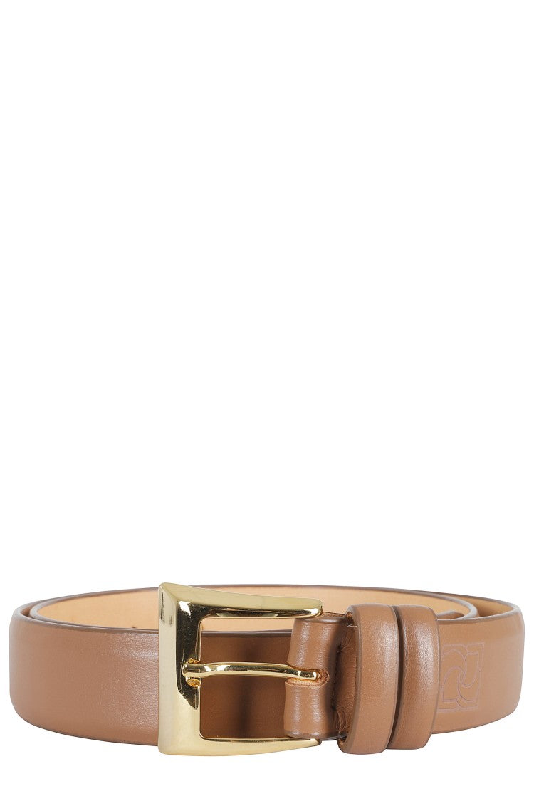 Magda Butrym Brown Gold Buckle Cowhide Leather Belt